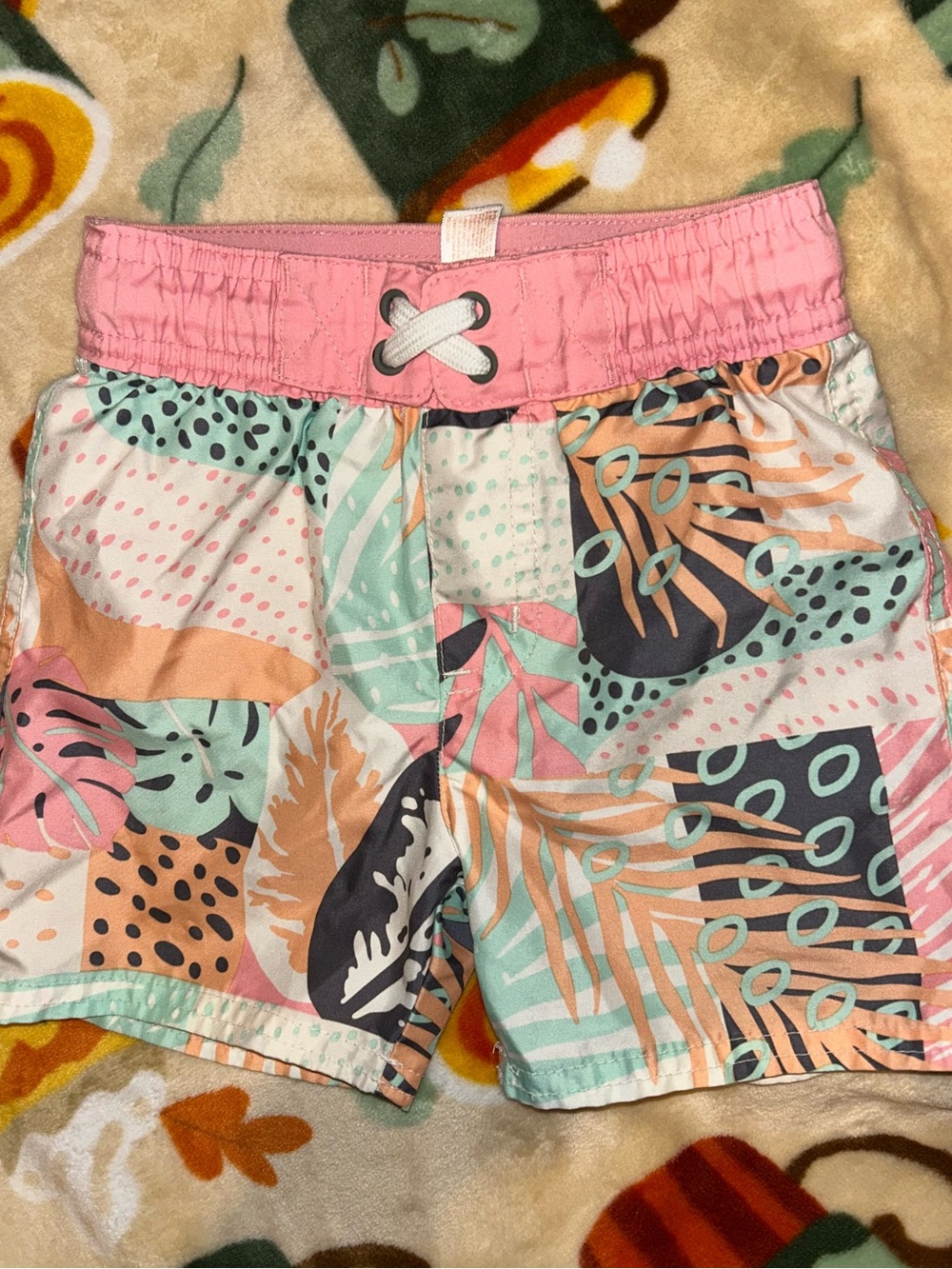 Cat & Jack Pink Multi Tropical Print Swim Shorts